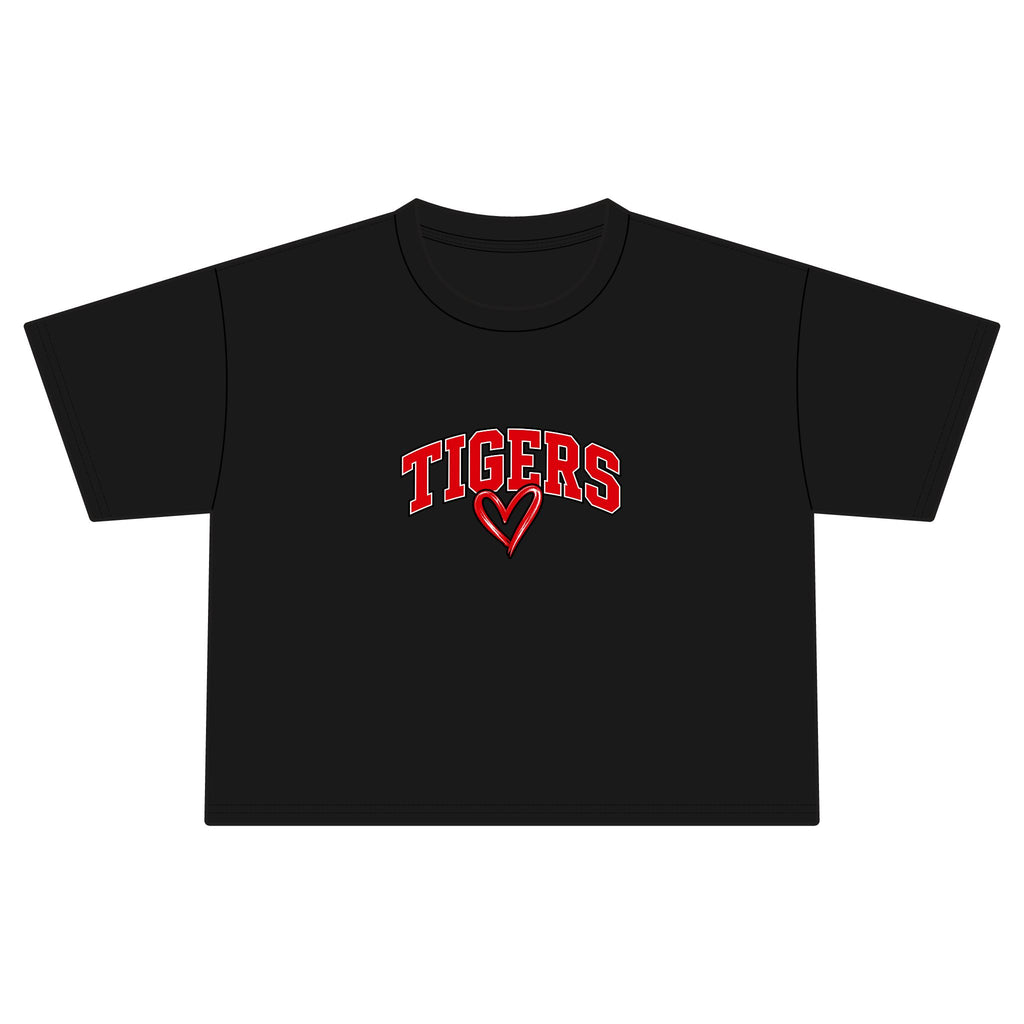 TIGERS Heart Women's Jersey Crop Tee- Varsity