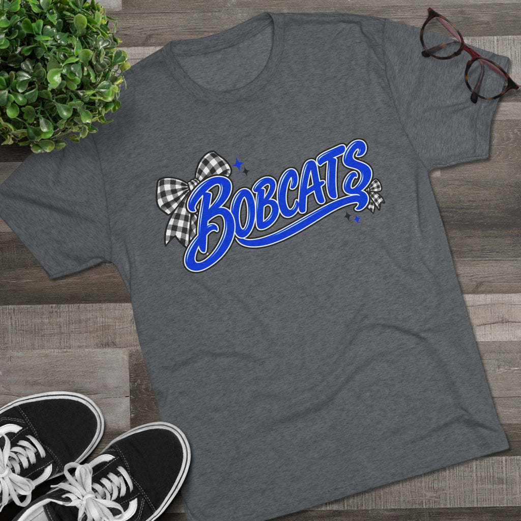 Bobcats T-Shirt - Retro Script with Gingham Bow