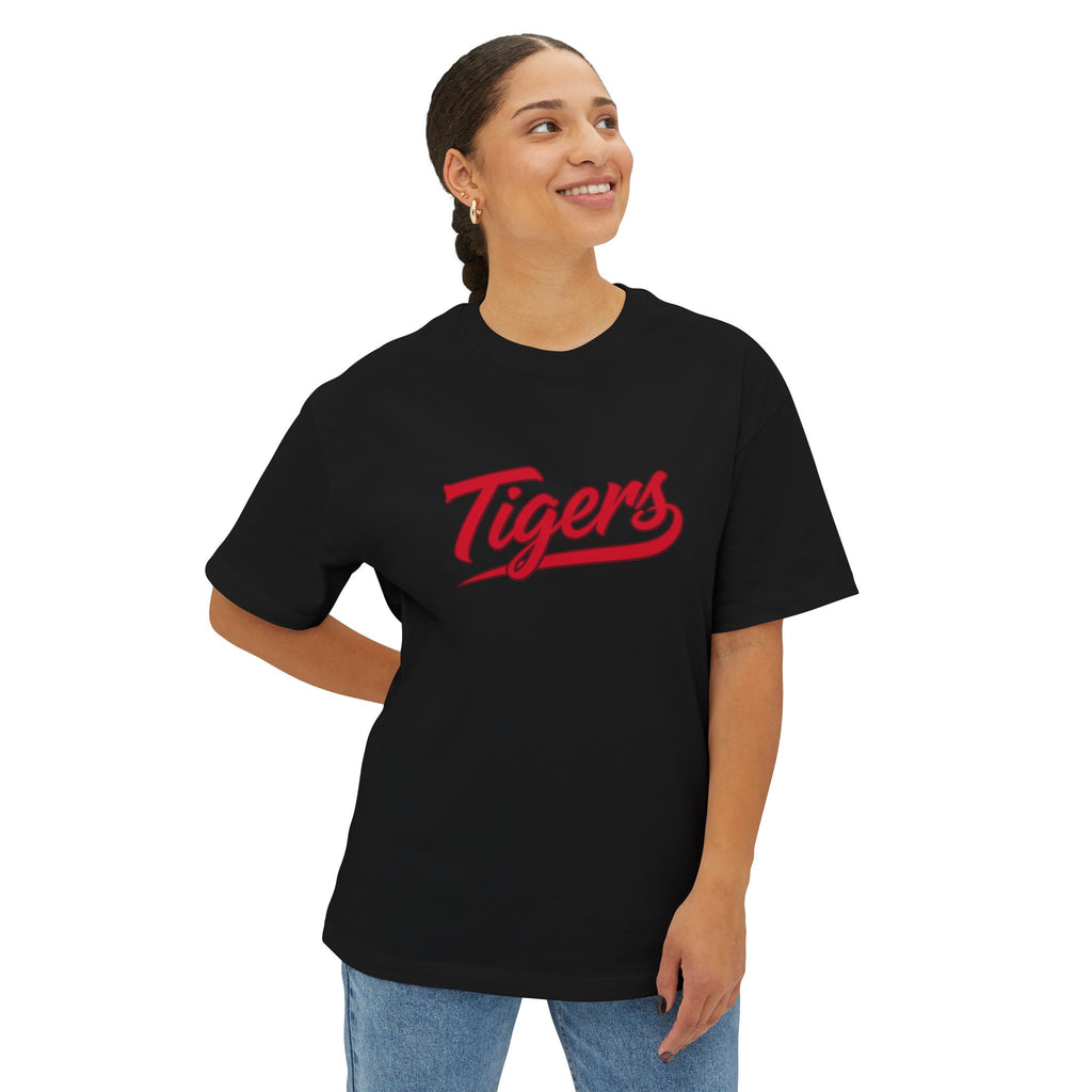 Tigers Script Tee | White oversized boxy T-shirt