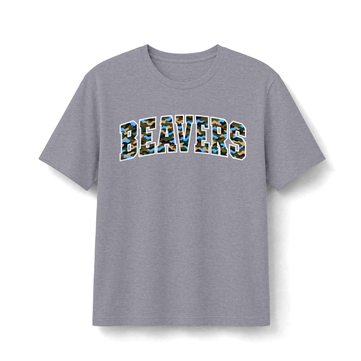 Beavers Columbia Blue Camo Tee - Bella+Canvas