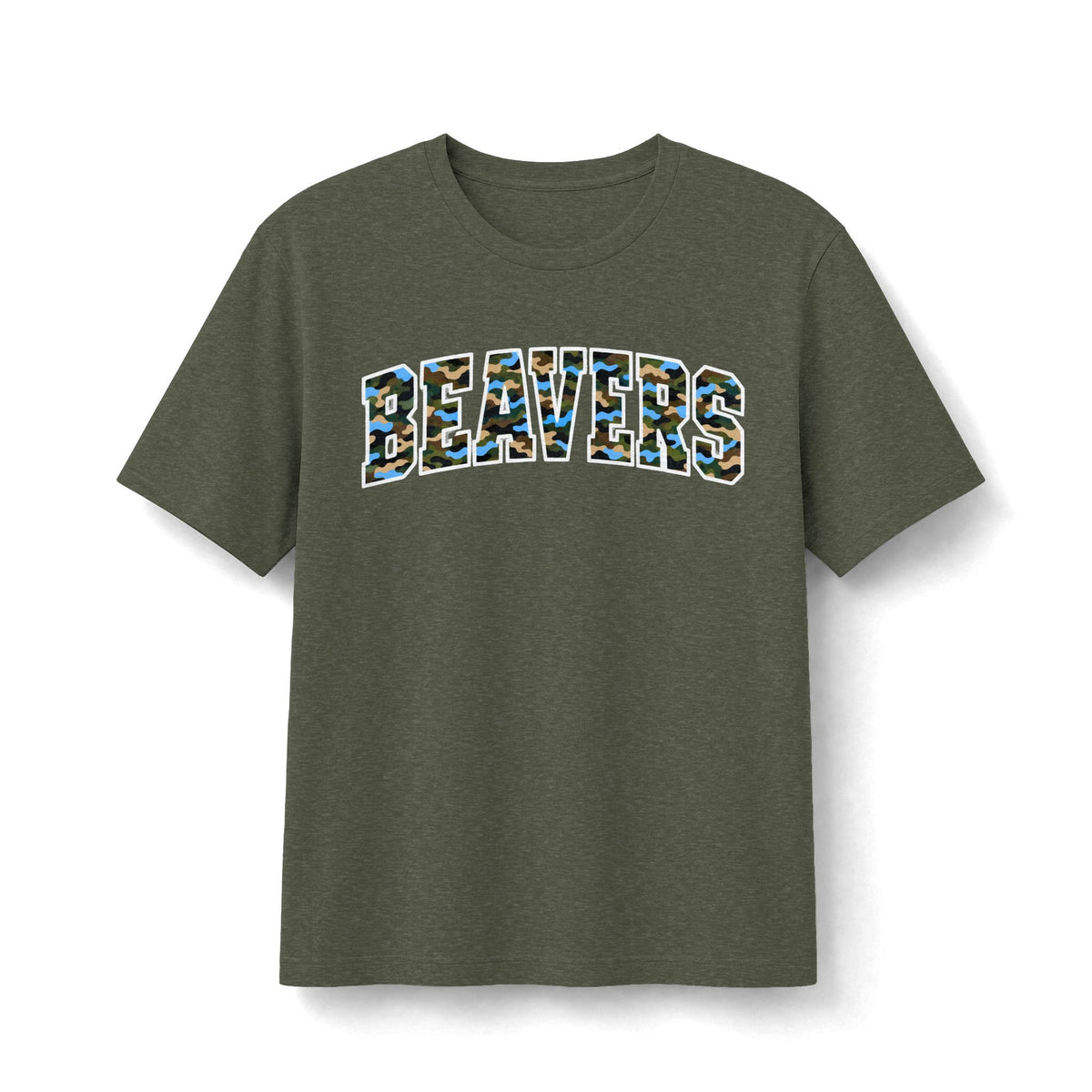 Beavers Columbia Blue Camo Tee - Bella+Canvas