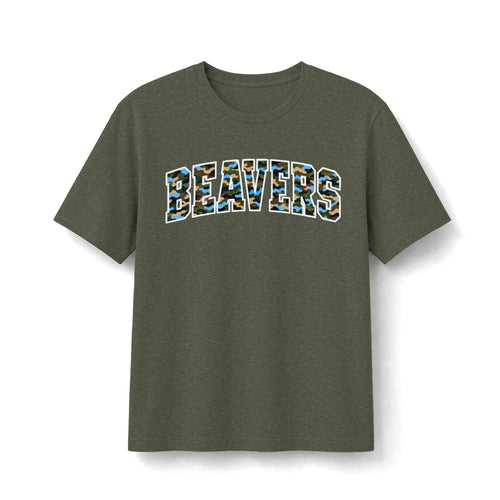 Beavers Columbia Blue Camo Tee - Bella+Canvas