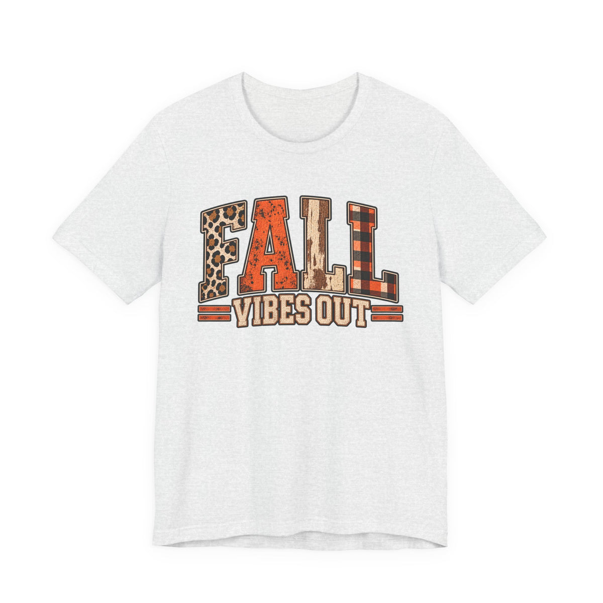 Fall Vibes Out T-Shirt - Leopard, Plaid & Rustic Autumn Tee