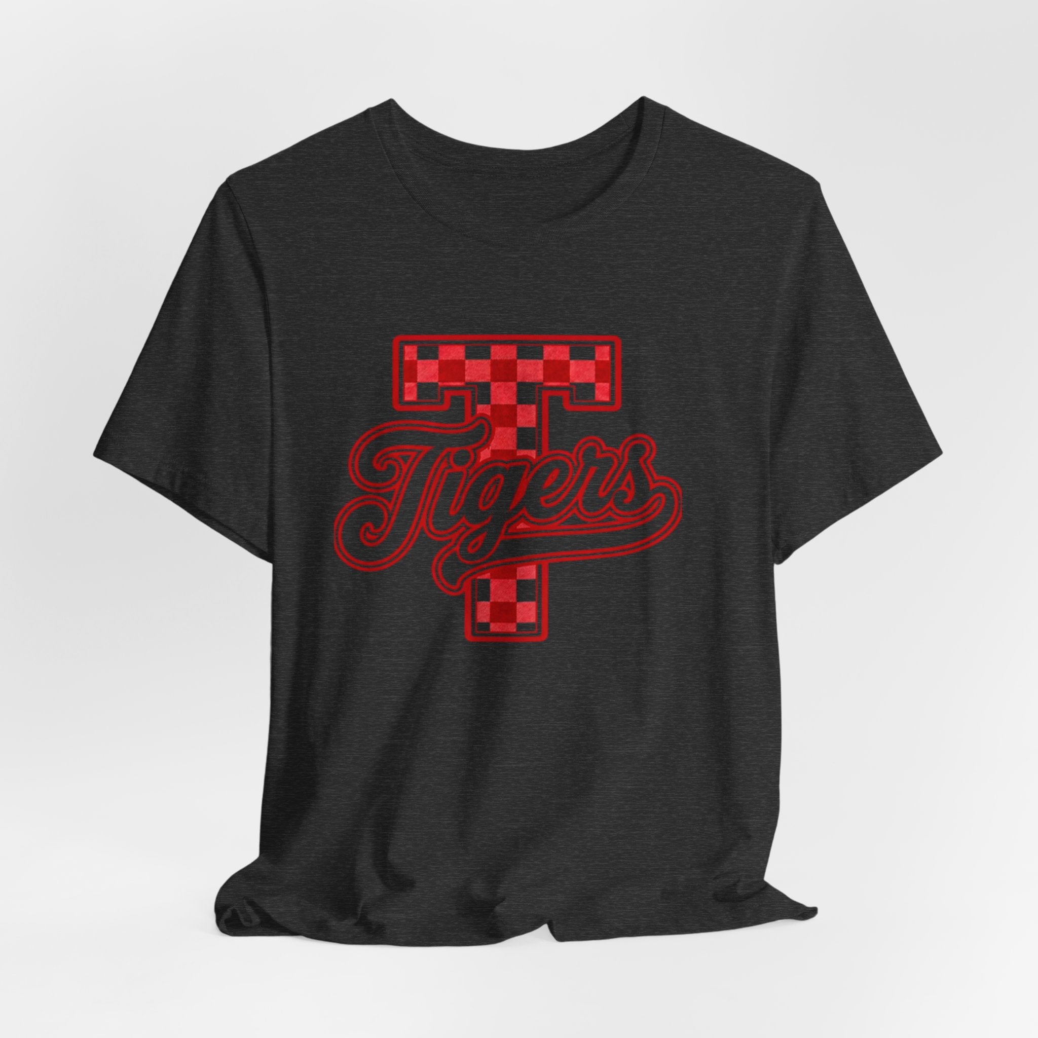 Tigers Plaid Varsity Tee - Preppy Script T-Shirt