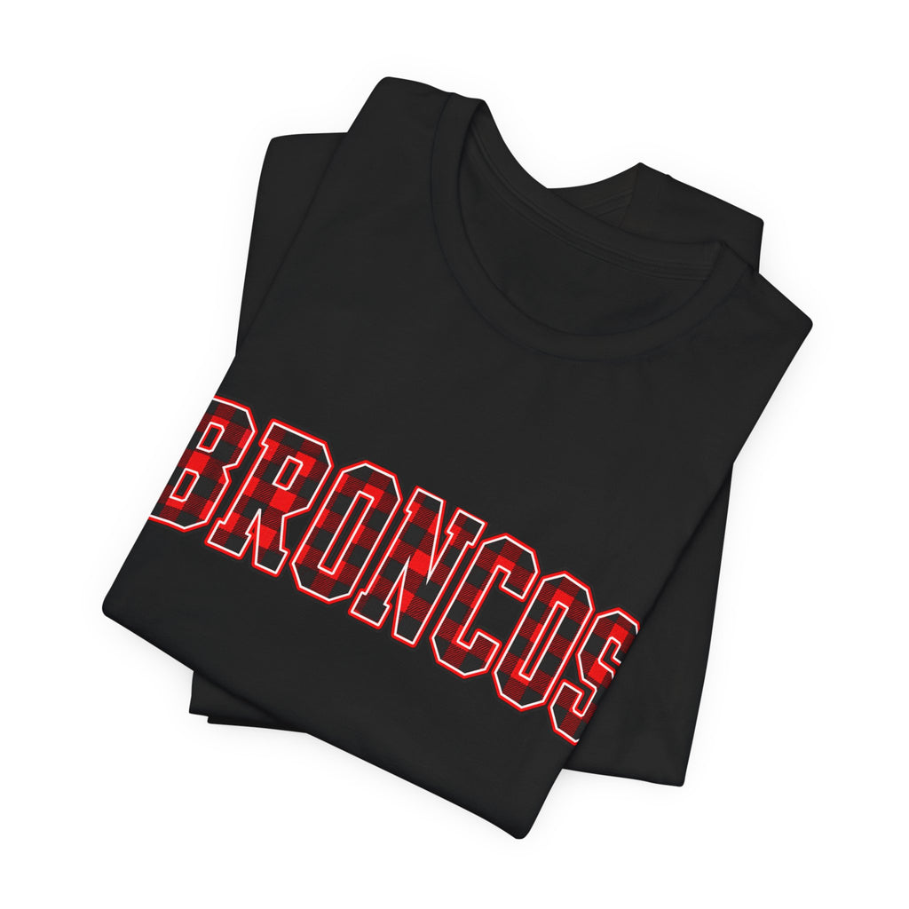 Broncos Buffalo Plaid Varsity Tee - Bella+Canvas 3001
