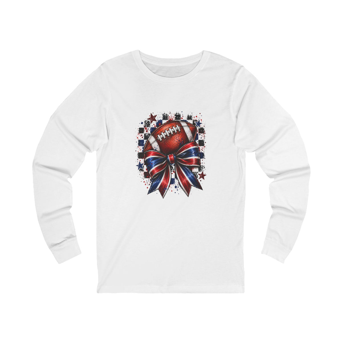Bruins Football Bow Long Sleeve Tee - Red and Royal Game Day Shirt