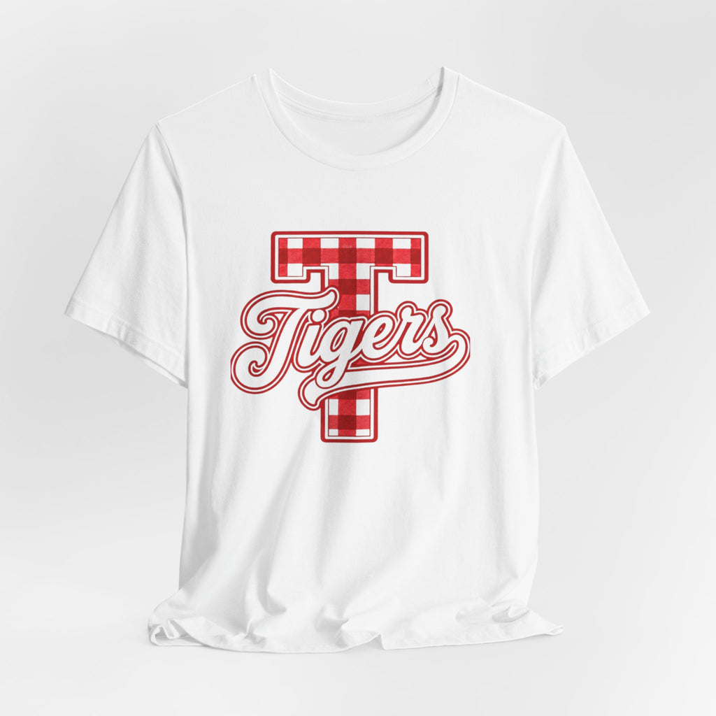 Tigers Plaid Varsity Tee - Preppy Script T-Shirt