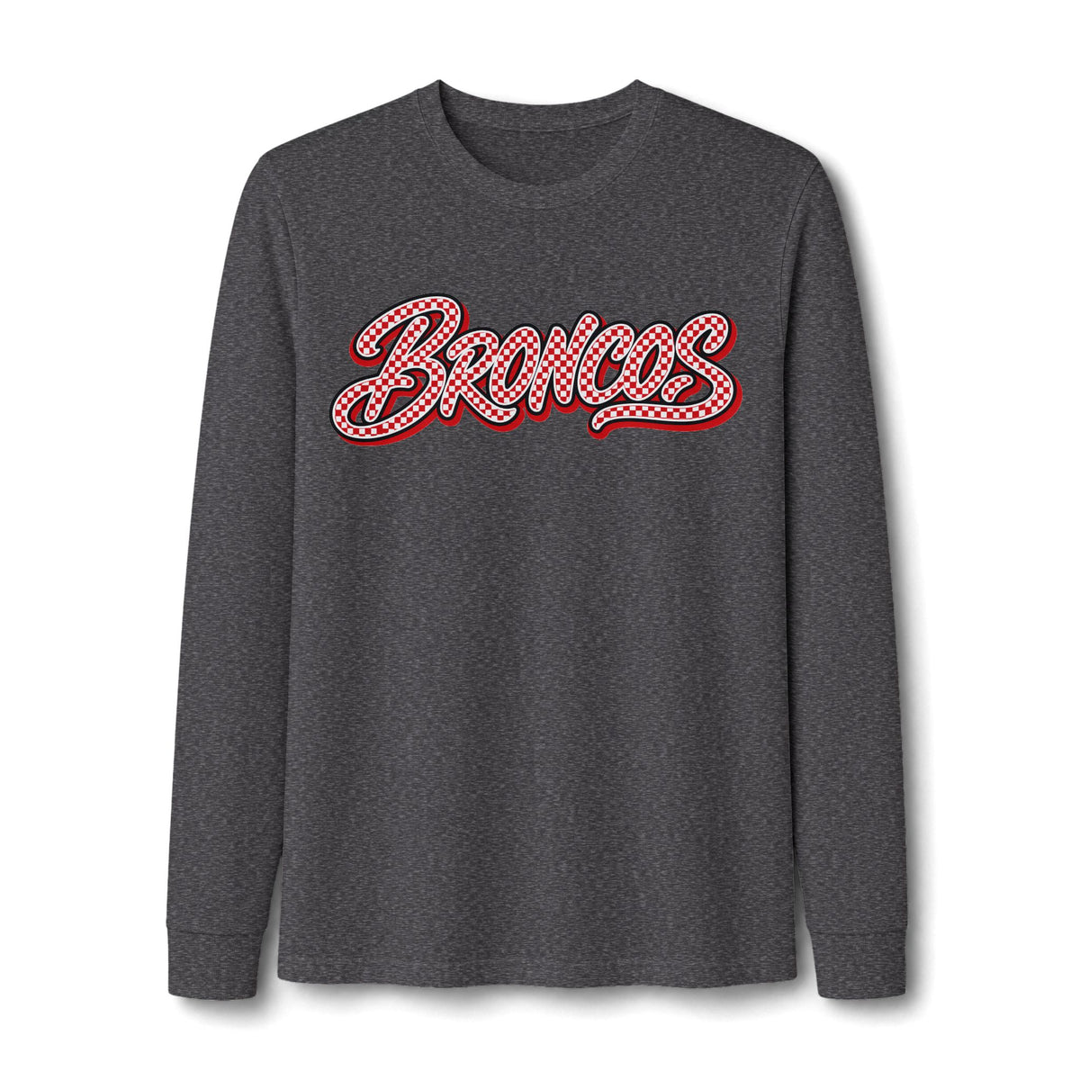 Broncos Checkered Script Tri-Blend Long Sleeve Tee