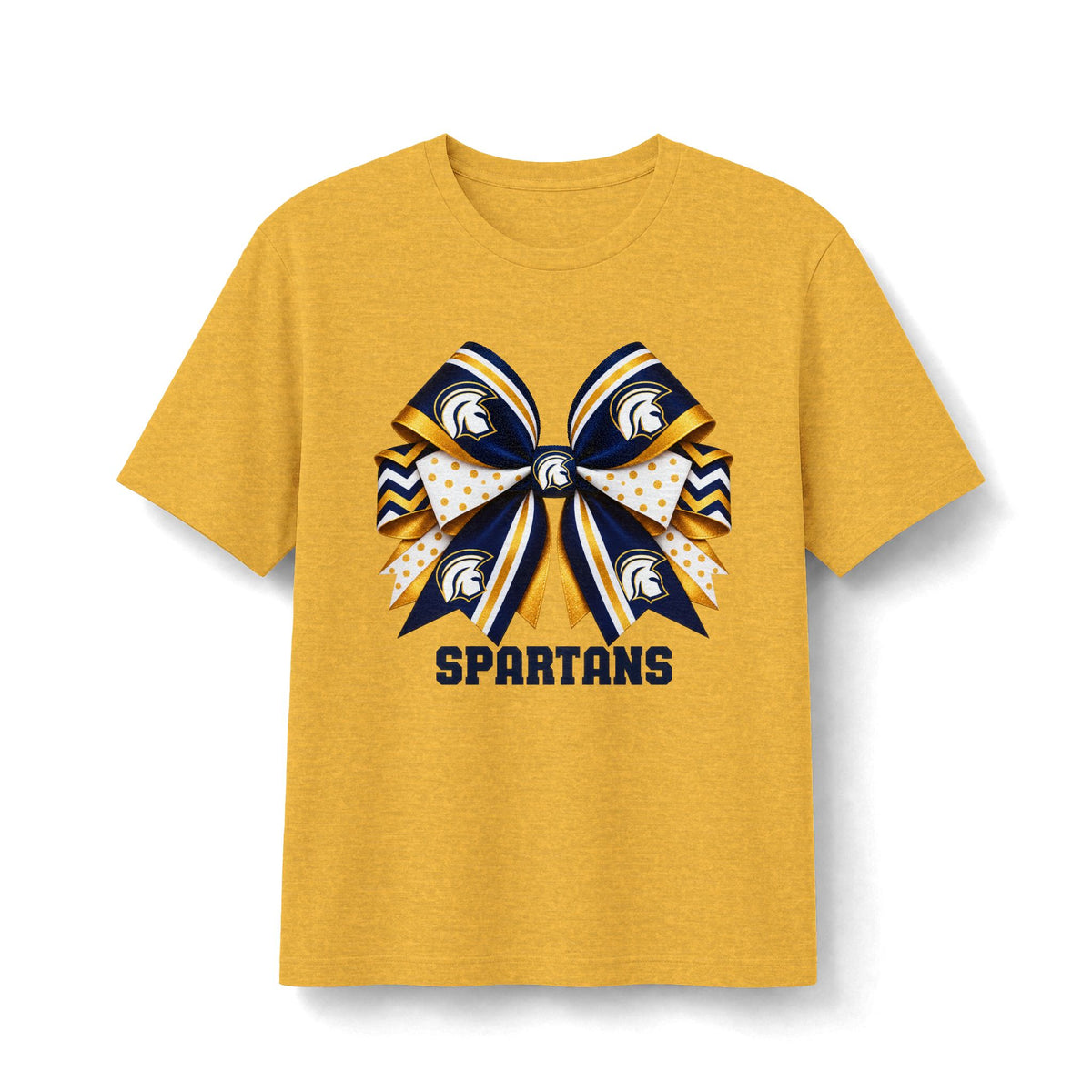 Academy of Blanchard Spartans Bow T-Shirt - Navy and Gold School Tee