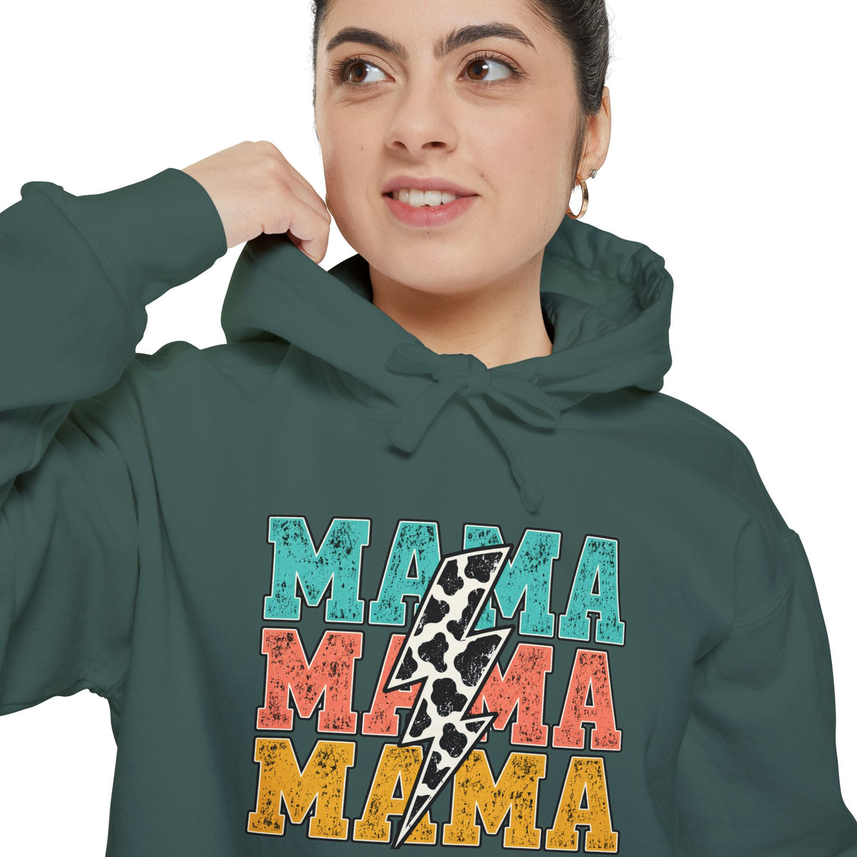 Retro MAMA Cow Print Hoodie