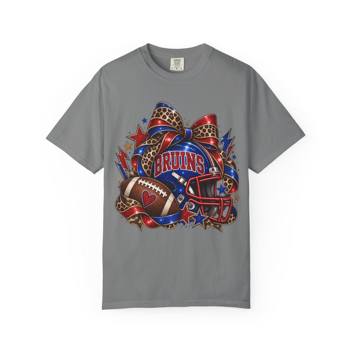 Bruins Football Comfort Colors Tee - Leopard Bow Game Day Shirt