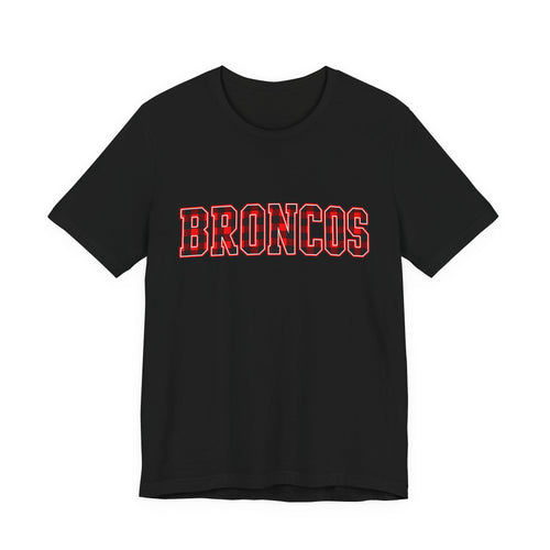 Broncos Buffalo Plaid Varsity Tee - Bella+Canvas 3001