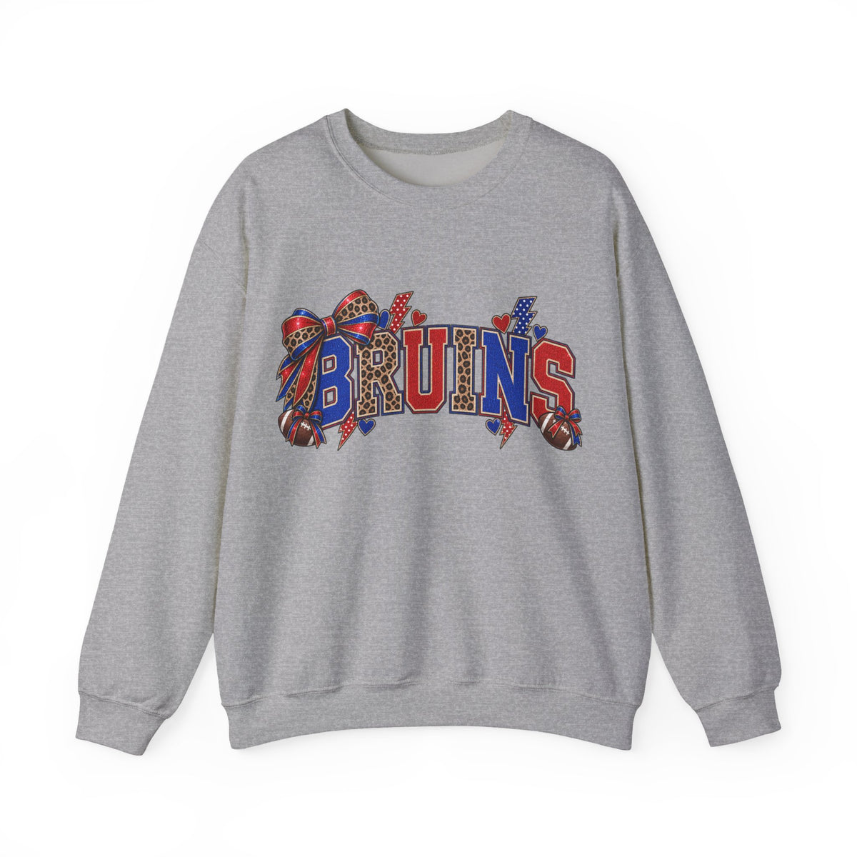 Bruins Football Crewneck Sweatshirt - Leopard Bow Game Day Sweatshirt