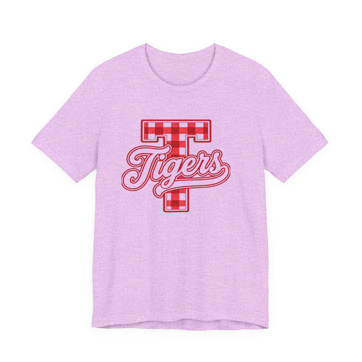 Tigers Plaid Varsity Tee - Preppy Script T-Shirt