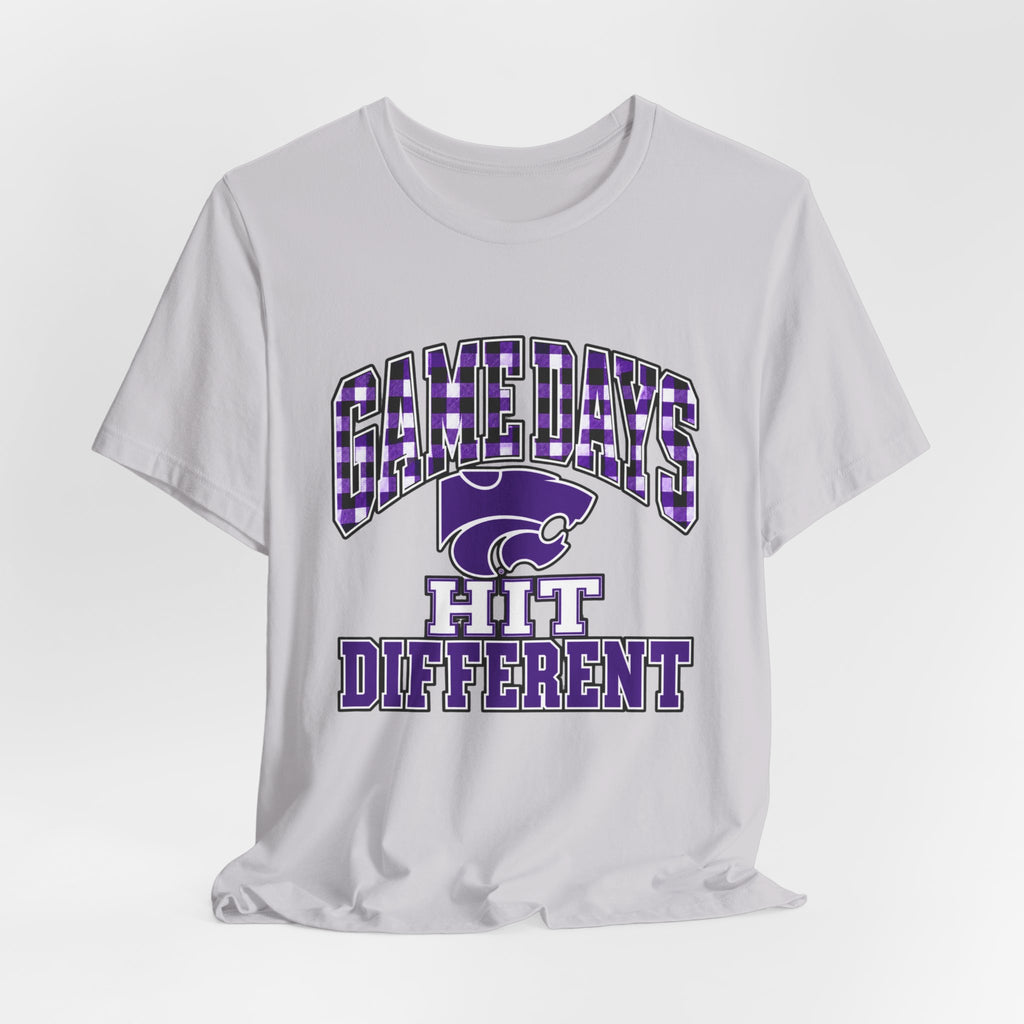 Game Days Hit Different Wildcats Tee - Purple Plaid Game Day Shirt