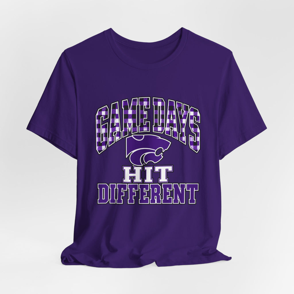 Game Days Hit Different Wildcats Tee - Purple Plaid Game Day Shirt