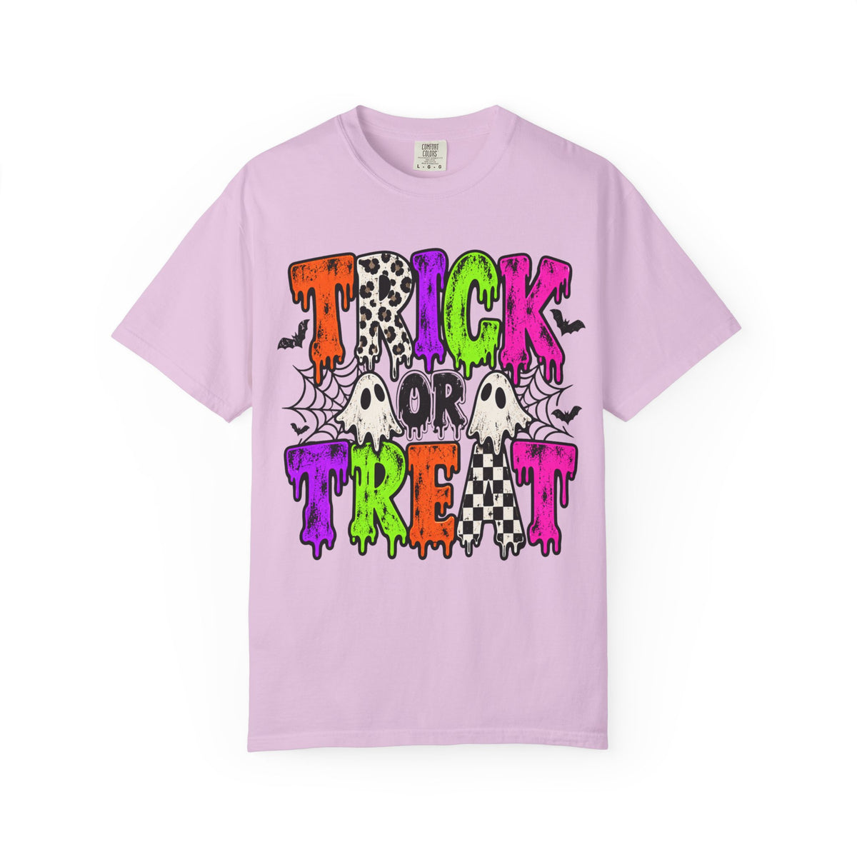 Trick or Treat Halloween Tee - Retro Ghost & Checkerboard T-Shirt