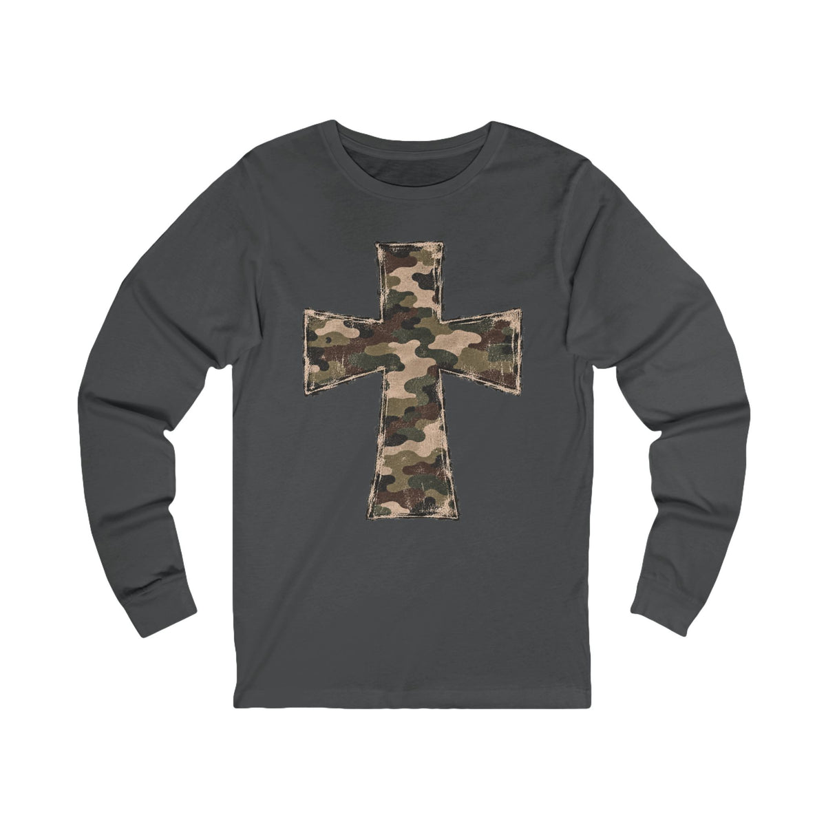 Camo Cross Long Sleeve Tee-Bella+Canvas