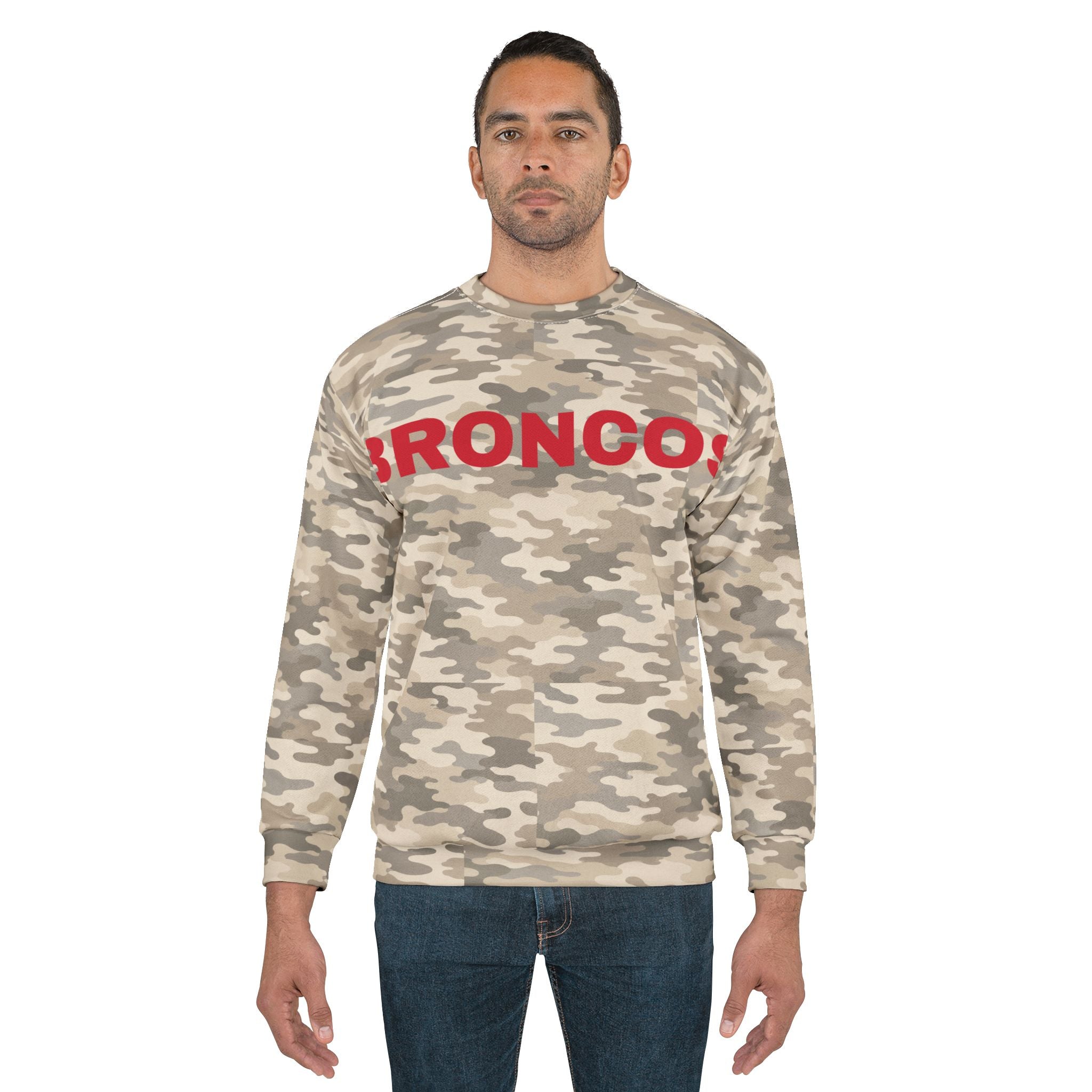 BRONCOS Camo Sweatshirt | Beige Camouflage Crewneck