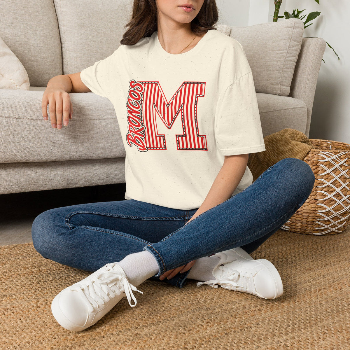 Broncos Varsity "M" Tee - Retro Letter Graphic T-Shirt