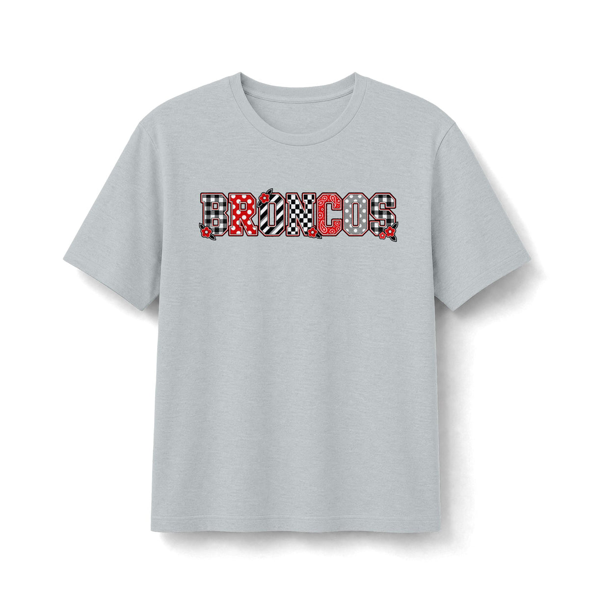 Broncos Mixed-Print Tee - Red, Black & White School Spirit