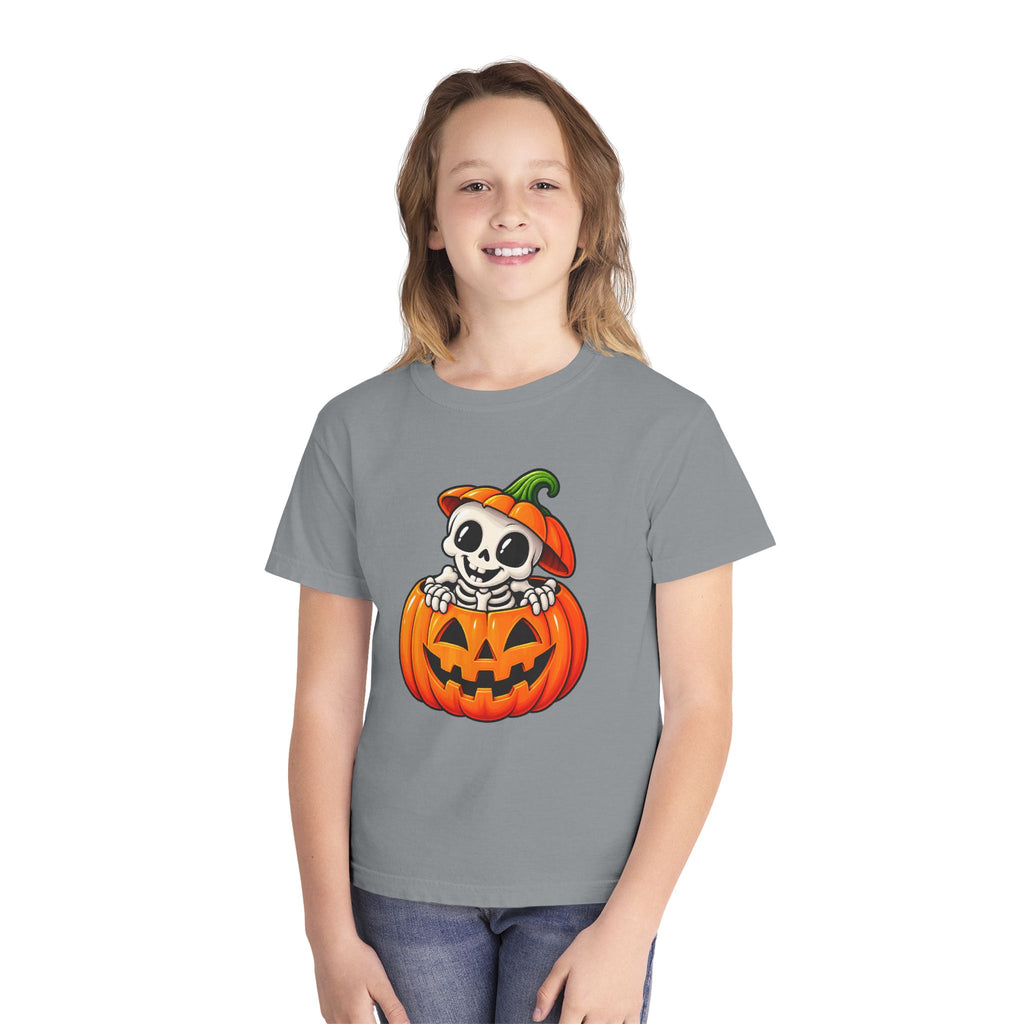 Pumpkin Bones Halloween T-Shirt - Cute Skeleton Youth Tee