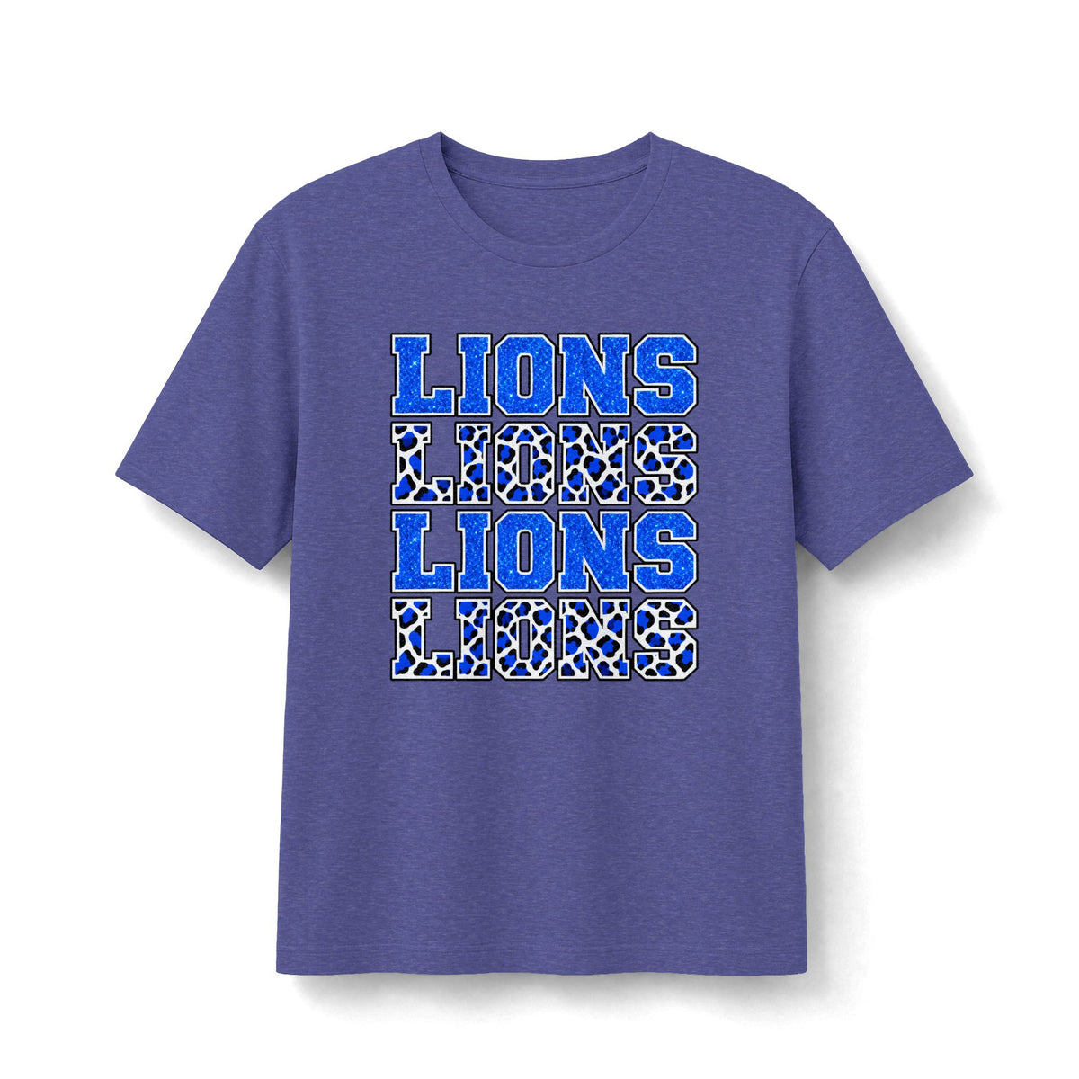 Stacked Lions Glitter Effect & Leopard Bella+Canvas CVC Tee