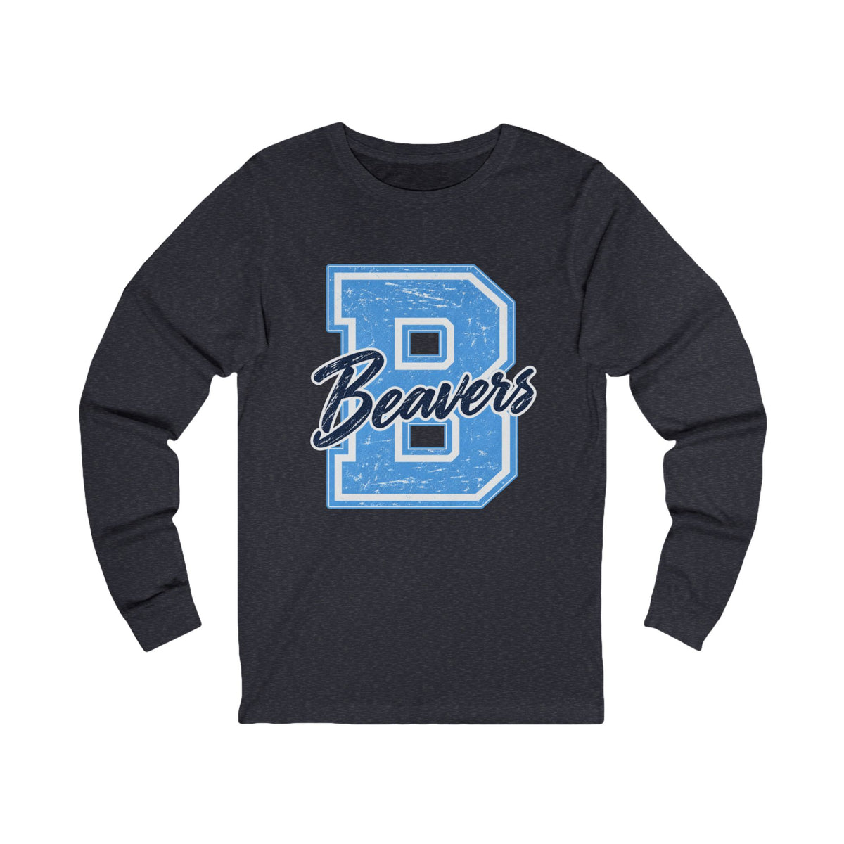 Beavers Distressed Letterman Long Sleeve Tee