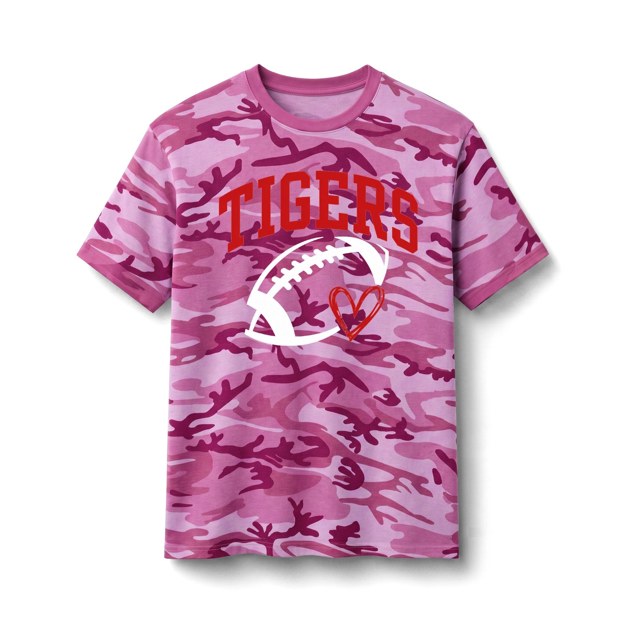 TIGERS Football Heart Camo Tee
