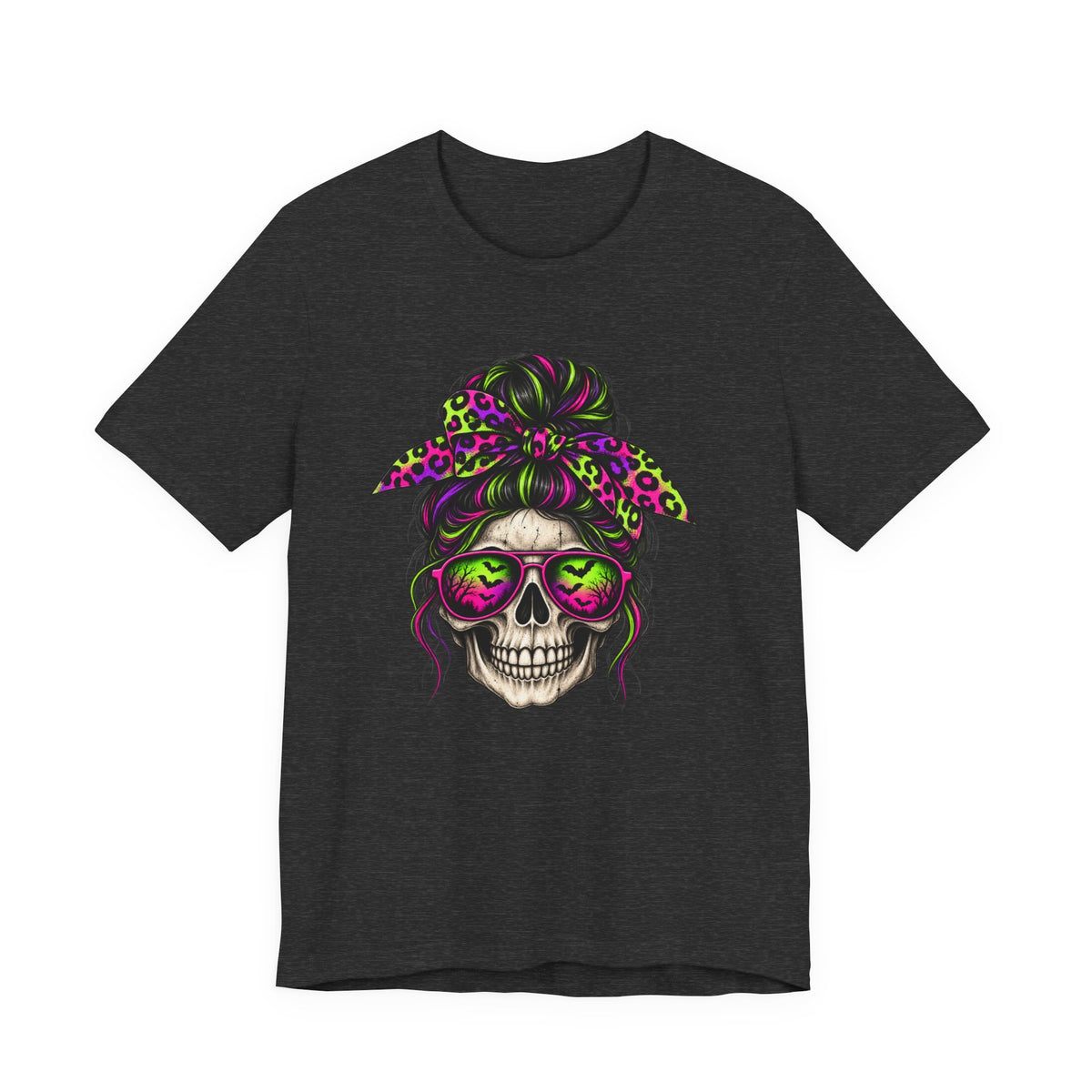Neon Skeleton Girl T-Shirt - Colorful Halloween Graphics Tee