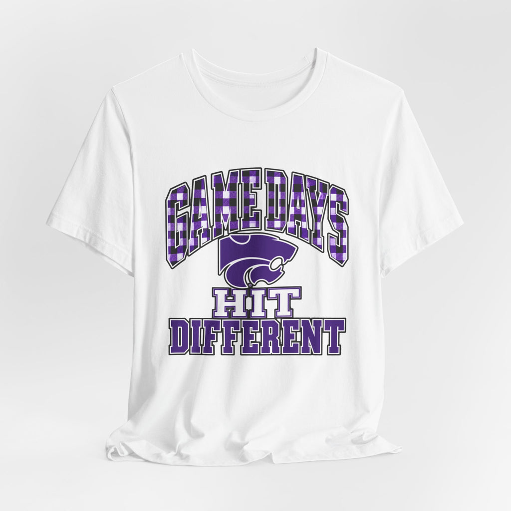 Game Days Hit Different Wildcats Tee - Purple Plaid Game Day Shirt