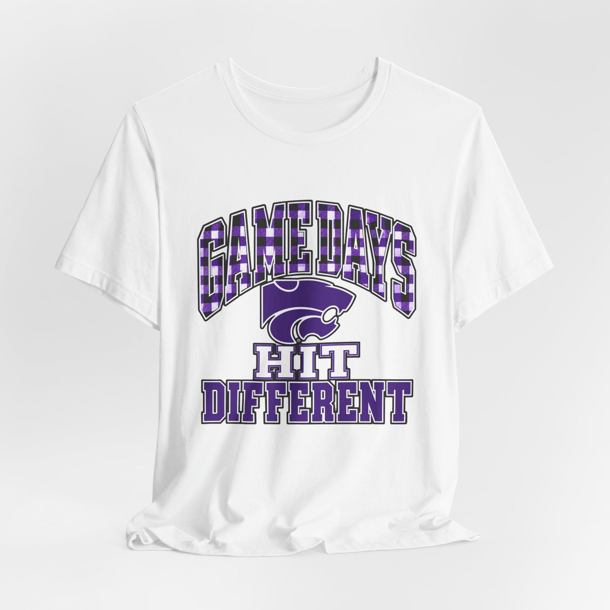 Game Days Hit Different Wildcats Tee - Purple Plaid Game Day Shirt