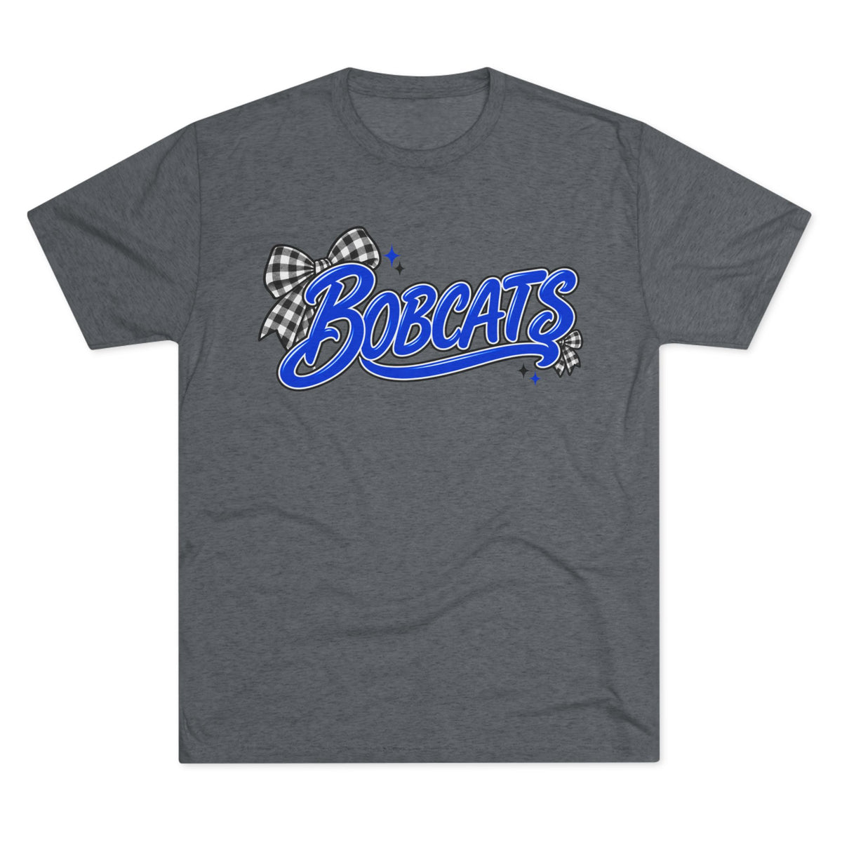 Bobcats T-Shirt - Retro Script with Gingham Bow