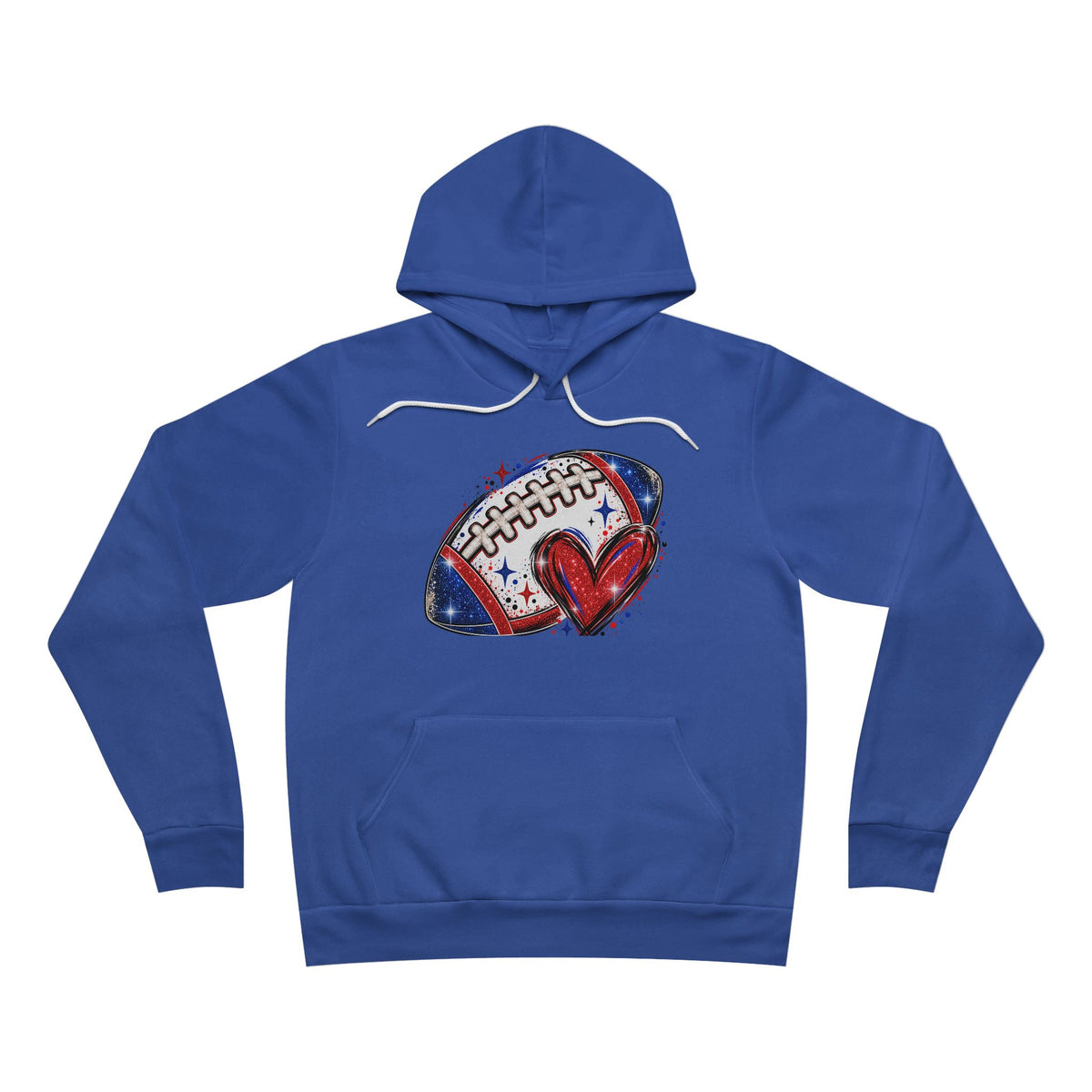 Football Heart Hoodie - Red & Royal Glitter Game Day Sweatshirt