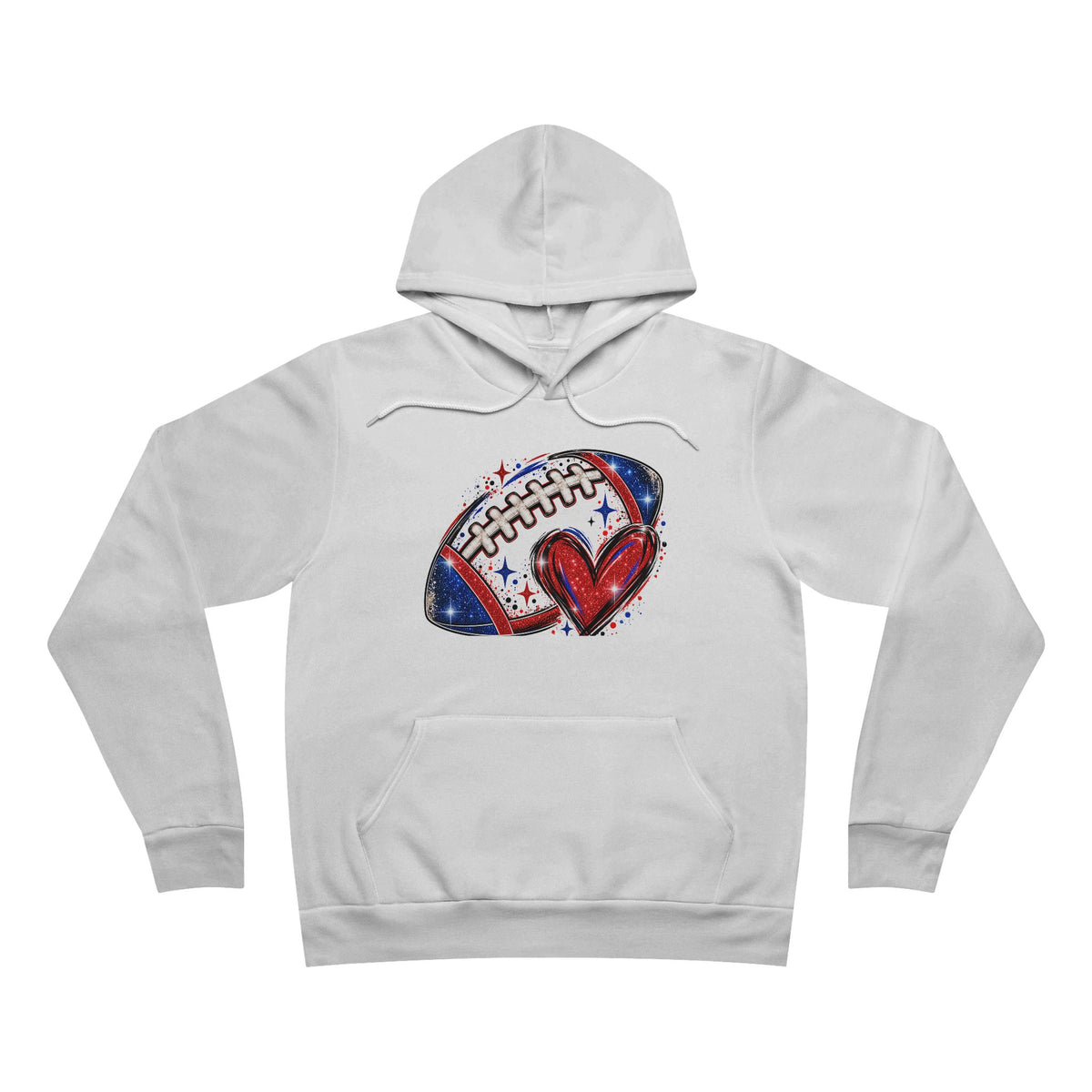 Football Heart Hoodie - Red & Royal Glitter Game Day Sweatshirt