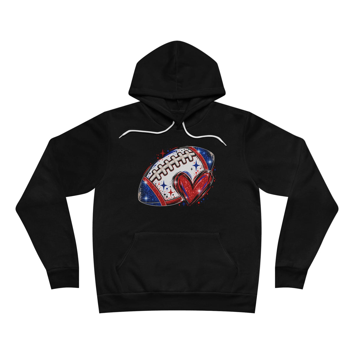 Football Heart Hoodie - Red & Royal Glitter Game Day Sweatshirt