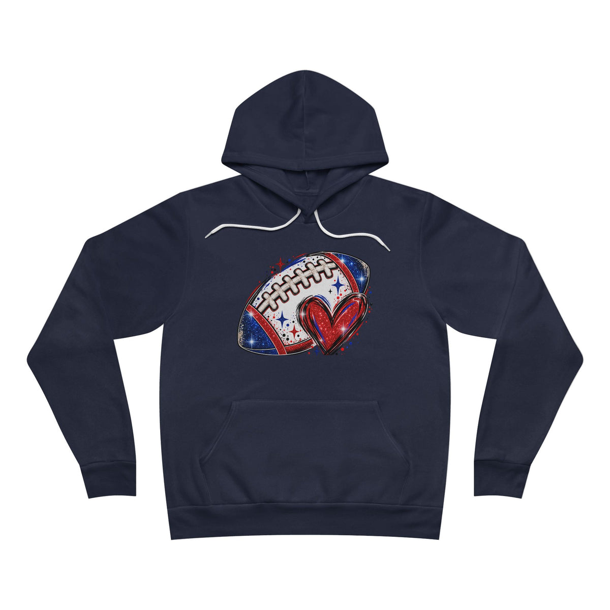 Football Heart Hoodie - Red & Royal Glitter Game Day Sweatshirt