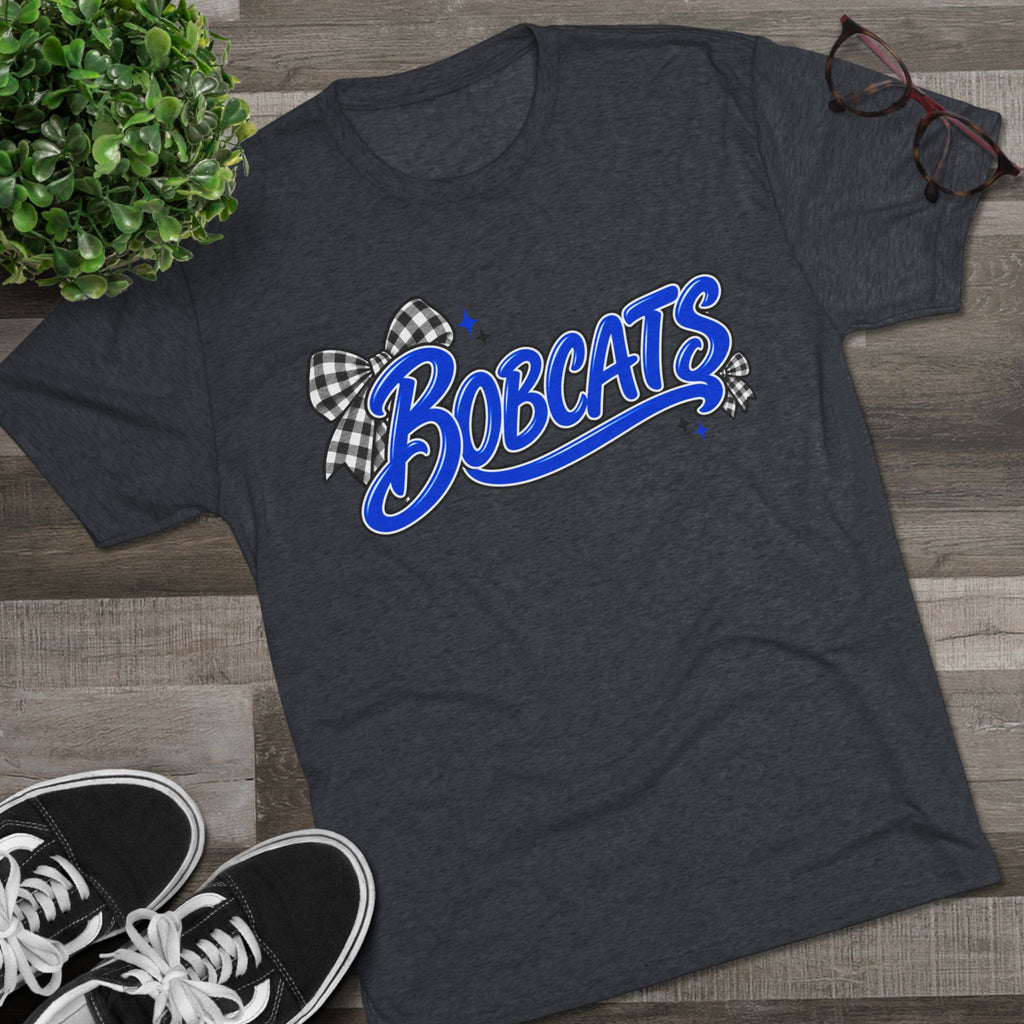 Bobcats T-Shirt - Retro Script with Gingham Bow