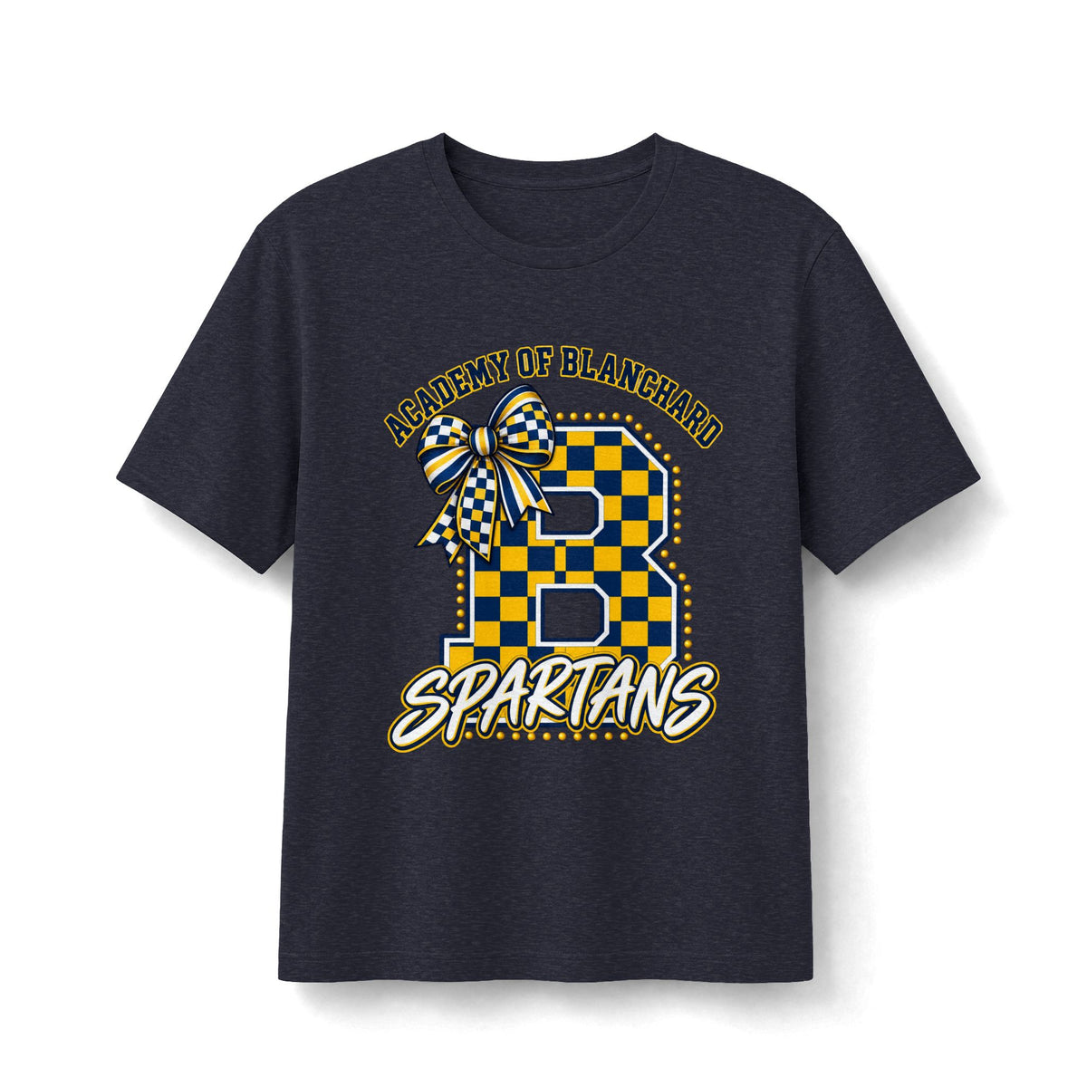 Academy of Blanchard Spartans Bow T-Shirt - Checkered Tee