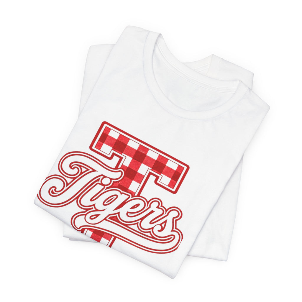 Tigers Plaid Varsity Tee - Preppy Script T-Shirt