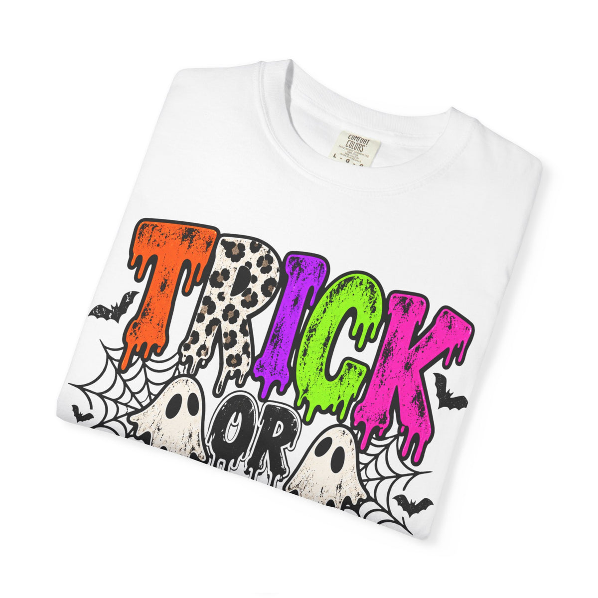 Trick or Treat Halloween Tee - Retro Ghost & Checkerboard T-Shirt