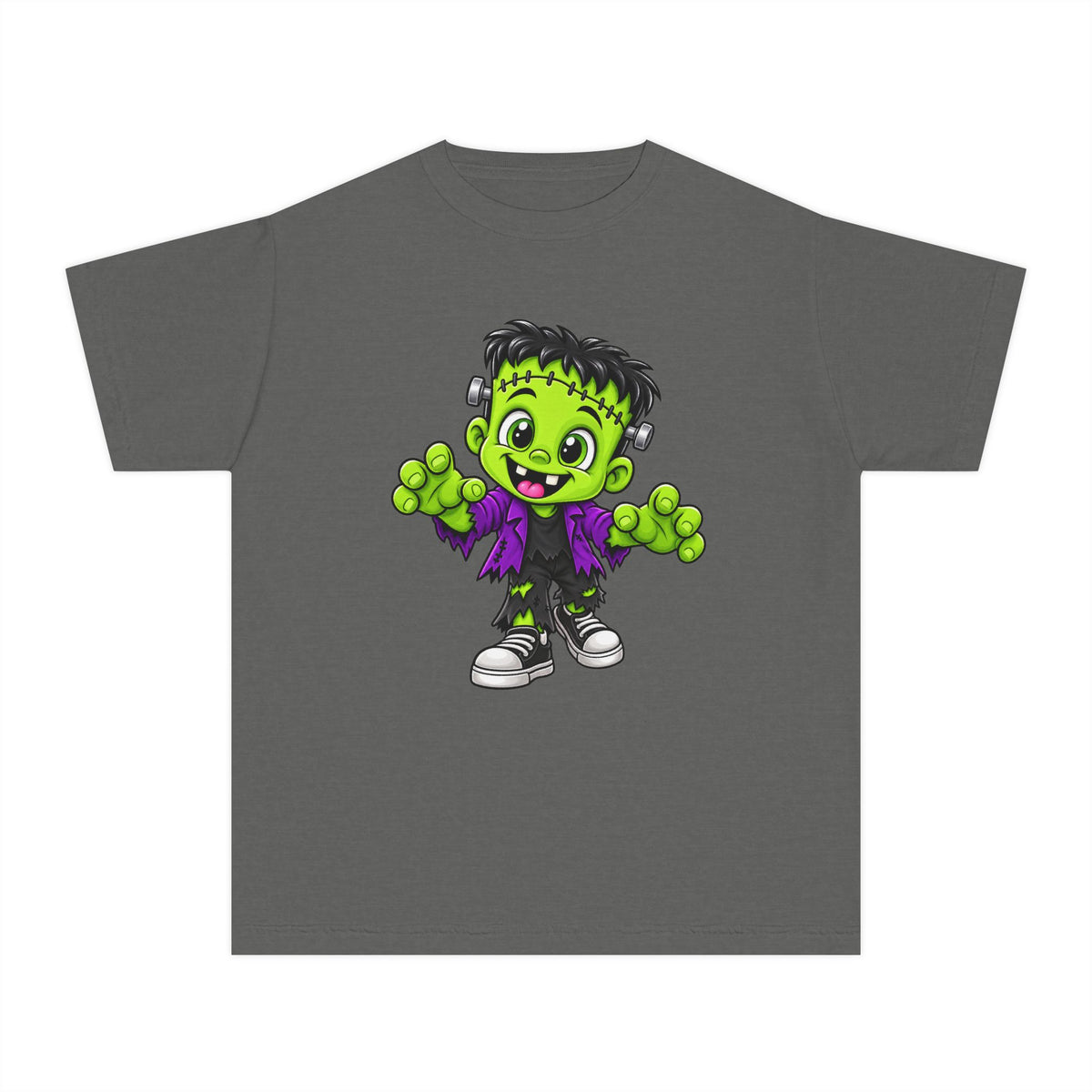 Kids Frankenstein Halloween T- Shirt - Cute Green Monster Youth Tee