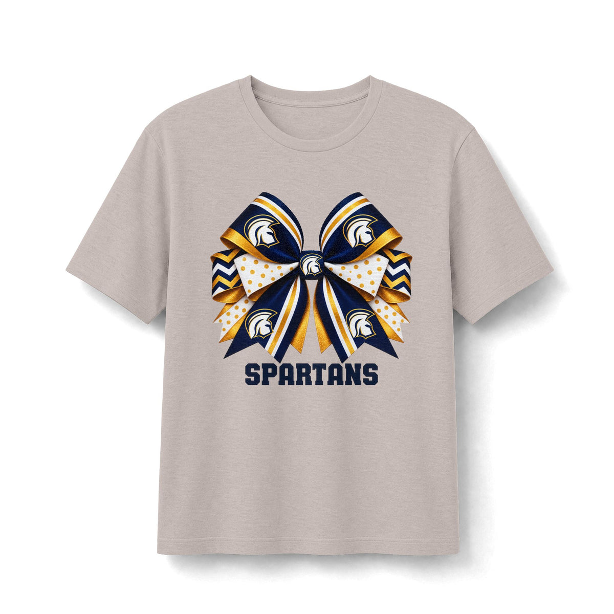 Academy of Blanchard Spartans Bow T-Shirt - Navy and Gold School Tee