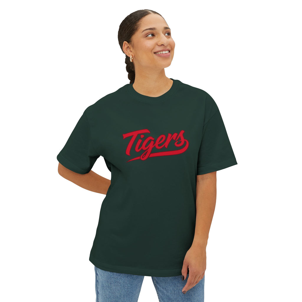 Tigers Script Tee | White oversized boxy T-shirt