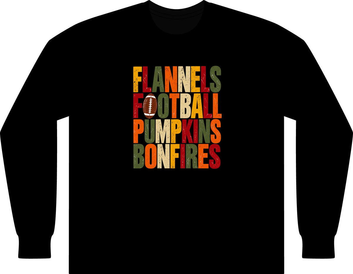 Flannels Football Pumpkins & Bonfires Fall Raglan Sweatshirt