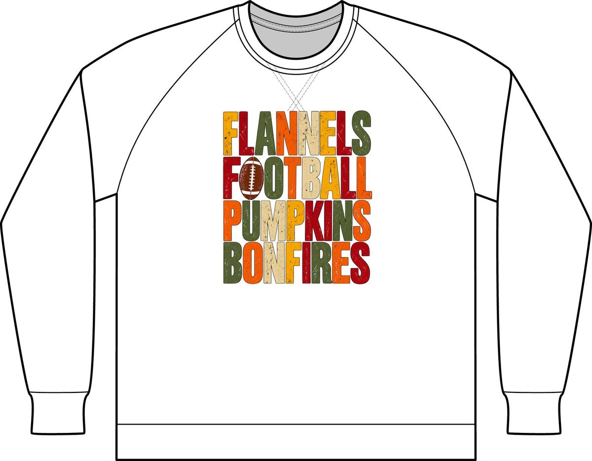 Flannels Football Pumpkins & Bonfires Fall Raglan Sweatshirt
