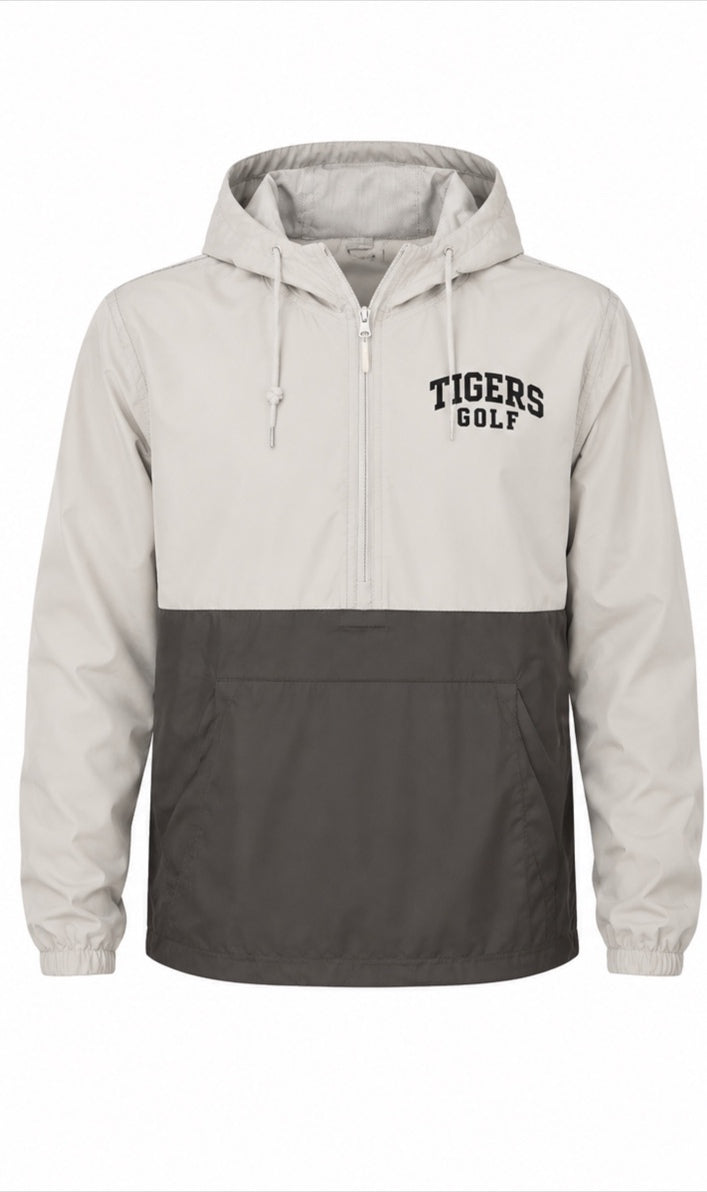 Tigers Golf smoke and graphite quarter-zip windbreaker